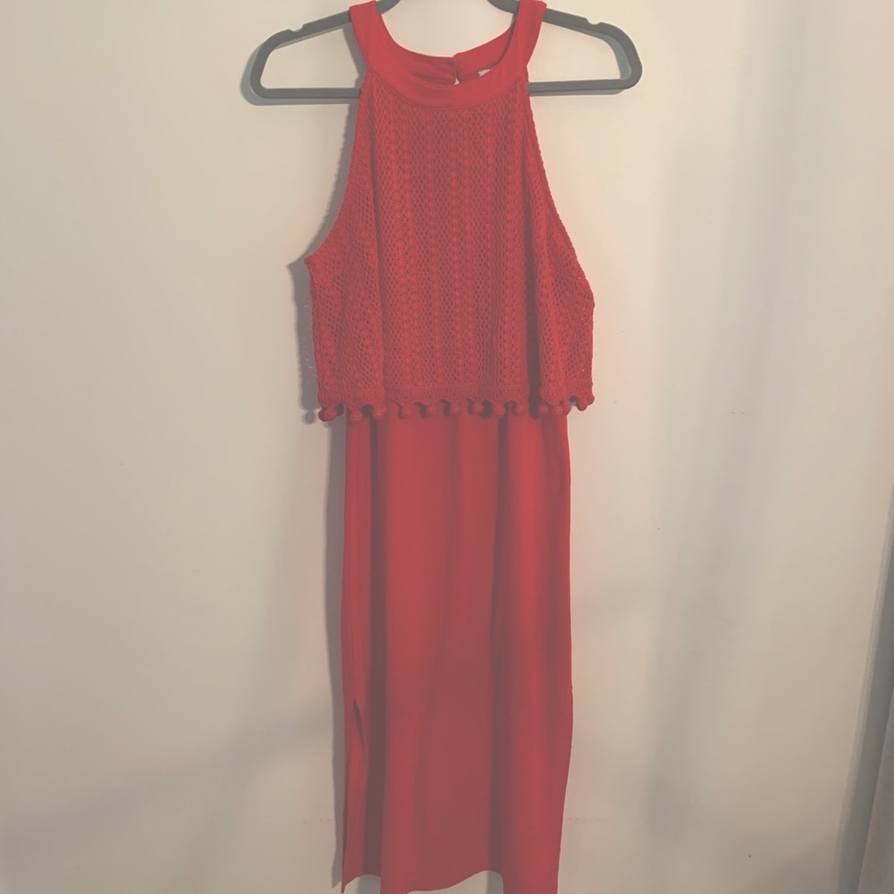 Anthropologie Red Crochet Top Tank Dress